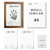 Tintenfreies Baby Hand- und Fußabdruck-Set mit Holzrahmen | Hello World Geburtsregister Andenken & Babyparty-Geschenk (3er-Pack)