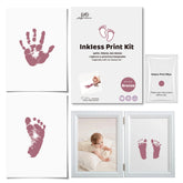 3er-Pack tintefreies Baby-Hand- und Fußabdruck-Set mit weißem, faltbaren Doppelrahmen | Foto- und Druck-Neugeborenen-Erinnerungsgeschenk