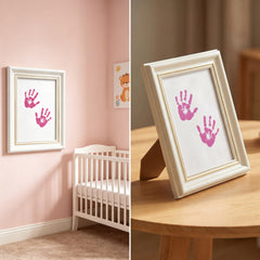 3 Pack Inkless Baby Hand & Footprint + Pet Paw Print Kit with White Beaded Frame | Pink Keepsake Gift