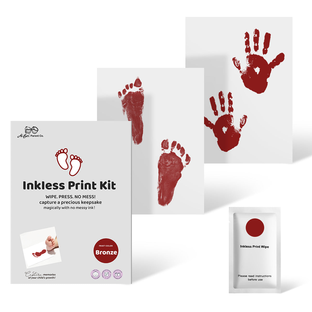 2 Pack Inkless Baby Hand & Footprint Kit – Bronze Print Color | Newborn Keepsake & Baby Shower Gift