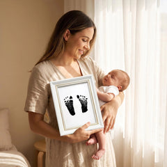 3 Pack Inkless Baby Hand & Footprint Kit with Silver Display Frame | Newborn Keepsake & Baby Shower Gift