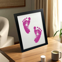 3 Pack Inkless Baby Hand & Footprint + Pet Paw Print Kit with Black Minimalist Frame | Pink Keepsake Gift