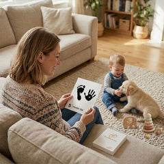 14 Pack Baby Inkless Milestone Cards Hand Casting Kit Ink Print Hand and Footprint Kit Dog or Cat Pet Paw Print Kit Baby Newborn Footprint Kit
