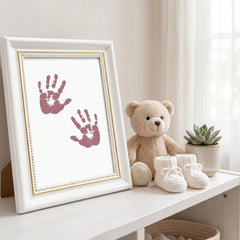 3 Pack Inkless Baby Hand & Footprint + Pet Paw Print Kit with White Beaded Frame | Bronze Keepsake Gift