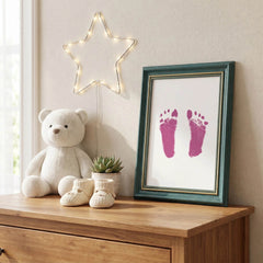 3 Pack Inkless Baby Hand & Footprint + Pet Paw Print Kit with Green Ornate Frame | Pink Keepsake Gift
