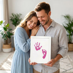 3 Pack Inkless Baby Hand & Footprint + Pet Paw Print Kit with White Simple Frame | Pink Keepsake Gift