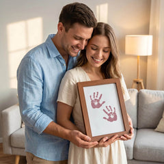 3 Pack Inkless Baby Hand & Footprint + Pet Paw Print Kit with Rustic Wood Frame | Bronze Keepsake Gift
