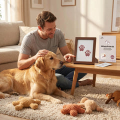 3 Pack Inkless Baby Hand & Footprint + Pet Paw Print Kit with Rustic Wood Frame | Bronze Keepsake Gift