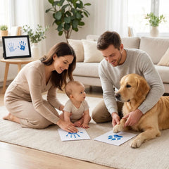 3 Pack Inkless Baby Hand & Footprint + Pet Paw Print Kit with Black Minimalist Frame | Blue Keepsake Gift