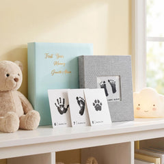 15 Pack Baby Inkless Milestone Cards Hand Casting Kit (Green Gift Box & Photo Album Set）