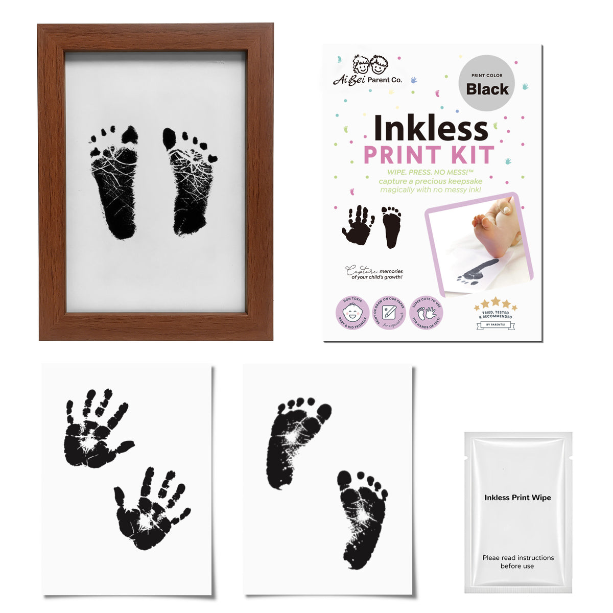 Inkless Baby Hand & Footprint Kit with Display Frame | Newborn Keepsake & Baby Shower Gift (3 Pack)