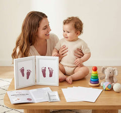 3 Pack Inkless Baby Hand & Footprint Kit with White Folding Dual Frame | Photo & Print Newborn Keepsake Gift