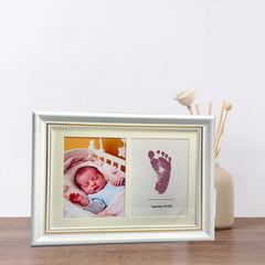 3 Pack Inkless Baby Hand & Footprint + Pet Paw Print Kit with White Beaded Frame | Bronze Keepsake Gift