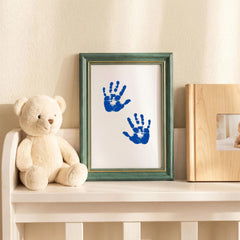 3 Pack Inkless Baby Hand & Footprint + Pet Paw Print Kit with Green Ornate Frame | Blue Keepsake Gift