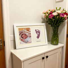 3 Pack Inkless Baby Hand & Footprint + Pet Paw Print Kit with White Simple Frame | Bronze Keepsake Gift