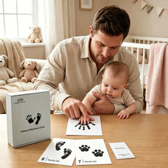 15 Pack Baby Inkless Milestone Cards Hand Casting Kit (Grey Gift Box & Photo Album Set)