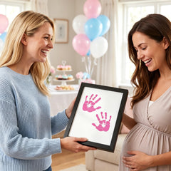 3 Pack Inkless Baby Hand & Footprint + Pet Paw Print Kit with Black Minimalist Frame | Pink Keepsake Gift