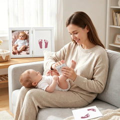 3 Pack Inkless Baby Hand & Footprint Kit with White Folding Dual Frame | Photo & Print Newborn Keepsake Gift