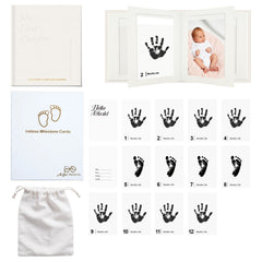 Little Lullaby Inkless Milestone Cards – 15 Pack Baby Hand & Footprint Kit