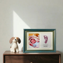 3 Pack Inkless Baby Hand & Footprint + Pet Paw Print Kit with Green Ornate Frame | Bronze Keepsake Gift