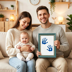 3 Pack Inkless Baby Hand & Footprint + Pet Paw Print Kit with Green Ornate Frame | Blue Keepsake Gift